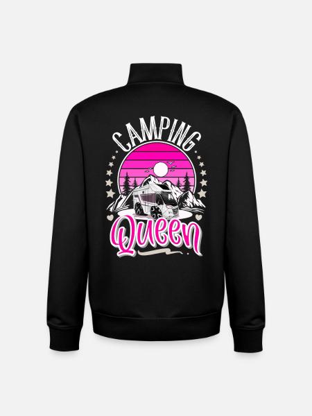 Camping Queen Camper Camping Grand-mère - Sweat zippé unisexe en coton bio Stanley/Stella - noir