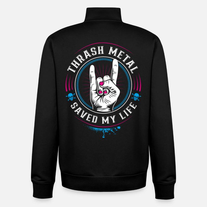 Le thrash metal m’a sauvé la vie - Mano cornuta - Sweat zippé unisexe en coton bio Stanley/Stella - noir