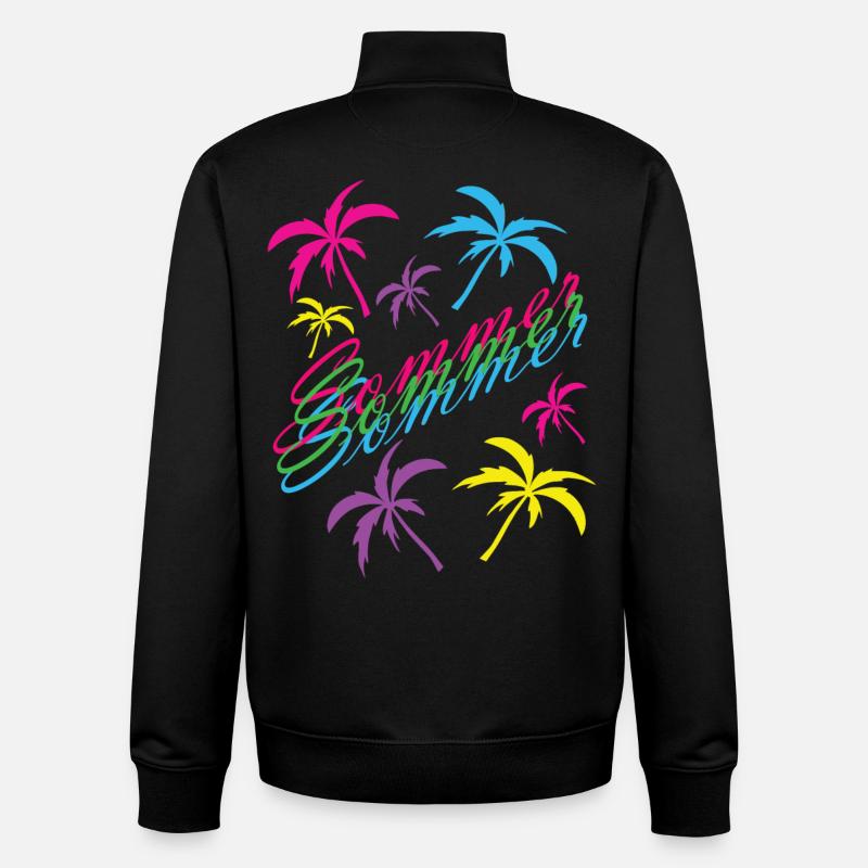 Neon Summer Palm Tree Feeling - Unisex Organic Zip Sweatshirt by Stanley/Stella - black