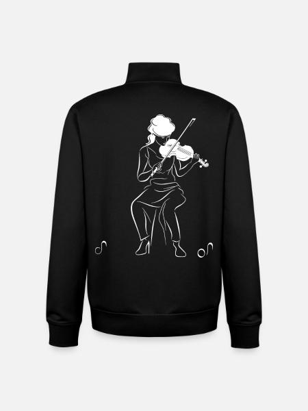 Violinist Drawing - Unisex Organic Zip Sweatshirt by Stanley/Stella - black