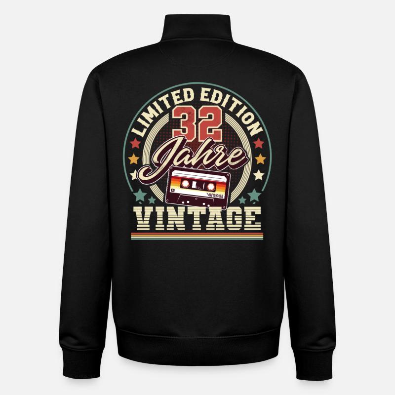 32e anniversaire - Sweat zippé unisexe en coton bio Stanley/Stella - noir