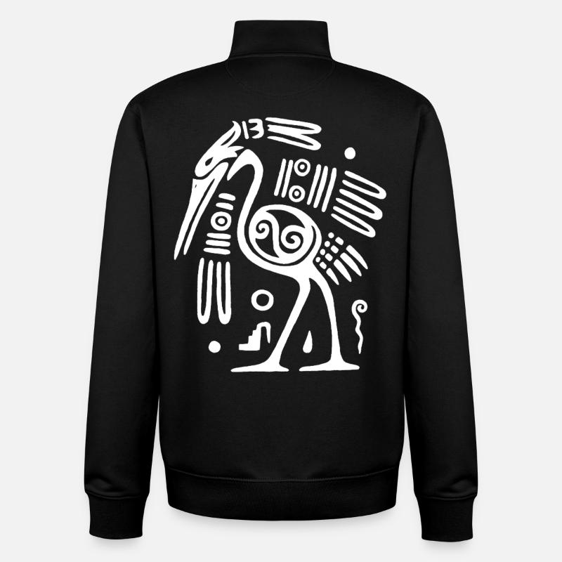 Oiseau totem blanc - Sweat zippé unisexe en coton bio Stanley/Stella - noir