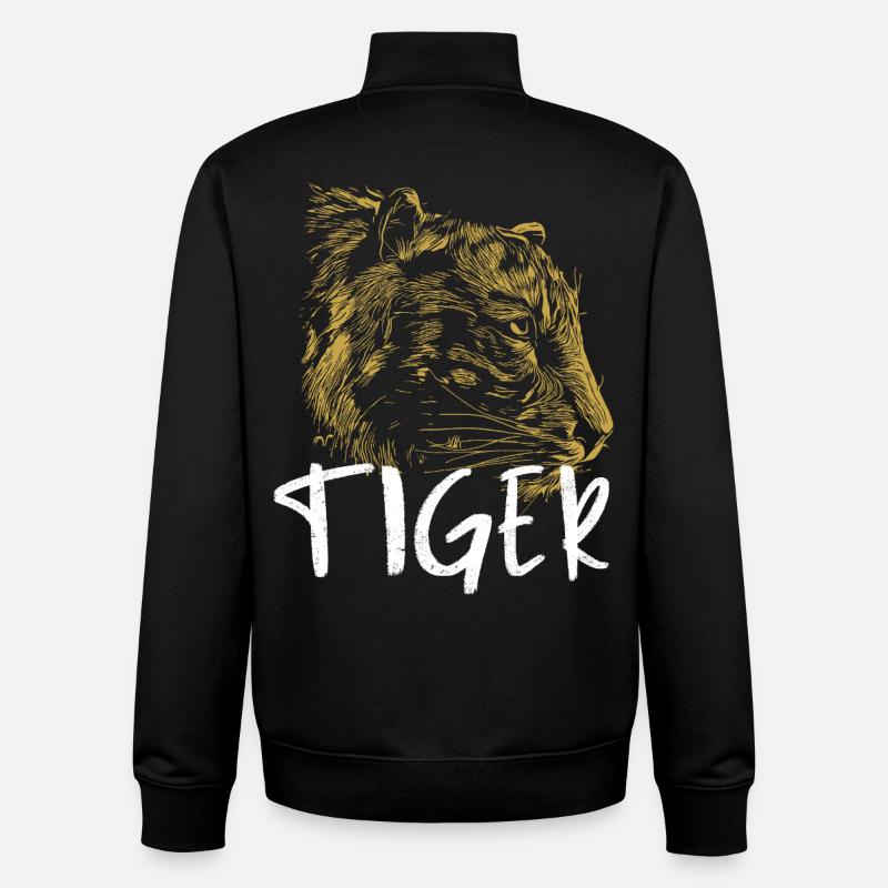 Tigre Élégant et Sauvage - Sweat zippé unisexe en coton bio Stanley/Stella - noir