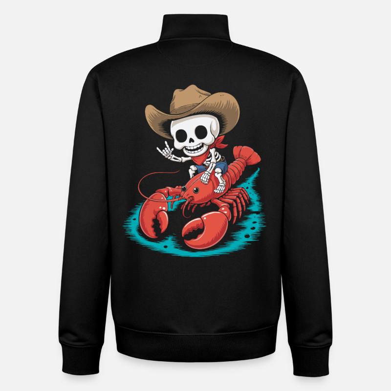 Cow-boy squelette chevauche le homard - Sweat zippé unisexe en coton bio Stanley/Stella - noir