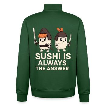 Sushi Is Always The Answer - Unisex Organic Zip Sweatshirt von Stanley/Stella - Flaschengrün - Hinten - AI Model Male 185 dark (185cm)