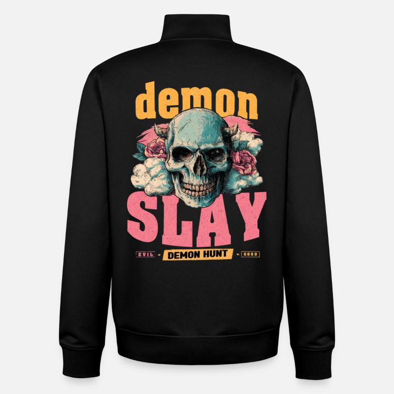 Crâne de Chasseur de Démons - Sweat zippé unisexe en coton bio Stanley/Stella - noir
