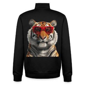 Tigre avec des lunettes de soleil drôle - Sweat zippé unisexe en coton bio Stanley/Stella - noir - Dos - AI Model Male 185 light (185cm)