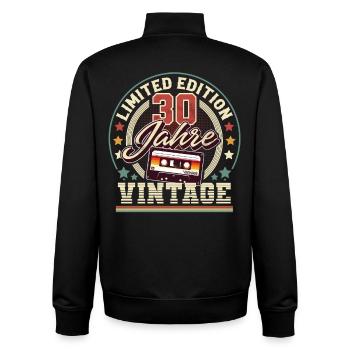 Cassette vintage du 30e anniversaire - Sweat zippé unisexe en coton bio Stanley/Stella - noir - Dos - AI Model Male 185 light (185cm)
