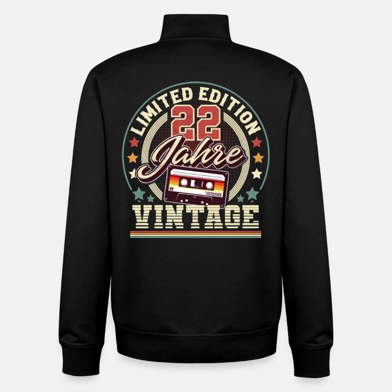 Cassette vintage du 22e anniversaire - Sweat zippé unisexe en coton bio Stanley/Stella - noir