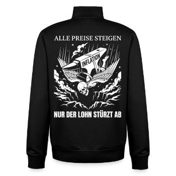 Toutes les prix augmentent L’enclume de l’inflation se déplace vers U - Sweat zippé unisexe en coton bio Stanley/Stella - noir - Dos - AI Model Male 185 light (185cm)