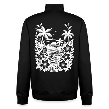Beach weiss - Unisex Organic Zip Sweatshirt von Stanley/Stella - Schwarz - Hinten - AI Model Male 185 light (185cm)