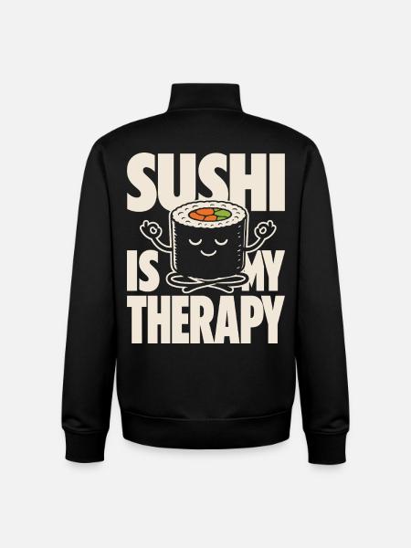 Sushi Is My Therapy Kawaii Design - Unisex Organic Zip Sweatshirt by Stanley/Stella - black