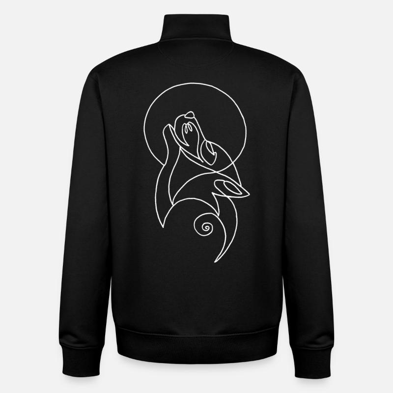 Esquisse du loup blanc - Sweat zippé unisexe en coton bio Stanley/Stella - noir