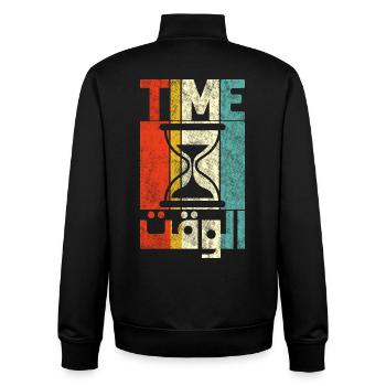 Arabic Calligraphy Time and Hourglass Vintage - Unisex Organic Zip Sweatshirt by Stanley/Stella - black - Back - AI Model Male 185 light (185cm)