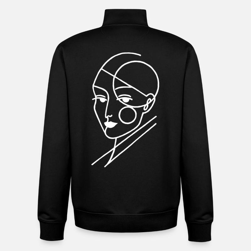 White geometric human - Unisex Organic Zip Sweatshirt by Stanley/Stella - black
