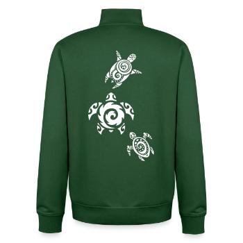 Trois tortues marines blanches - Sweat zippé unisexe en coton bio Stanley/Stella - vert bouteille - Dos - AI Model Male 185 dark (185cm)
