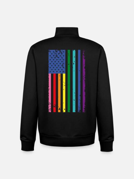 Regenbogen USA Flagge - Unisex Organic Zip Sweatshirt von Stanley/Stella - Schwarz