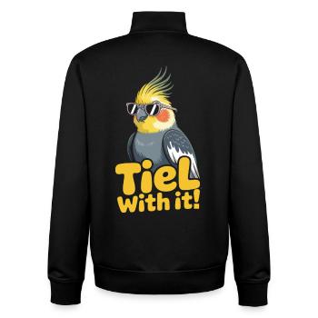 Calopsitte Perruche Humour Oiseau - Sweat zippé unisexe en coton bio Stanley/Stella - noir - Dos - AI Model Male 185 light (185cm)
