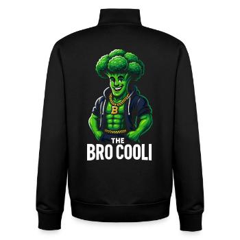 Funny Broccoli Shirt for Gym Lovers and Vegetarian - Unisex Organic Zip Sweatshirt by Stanley/Stella - black - Back - AI Model Male 185 light (185cm)