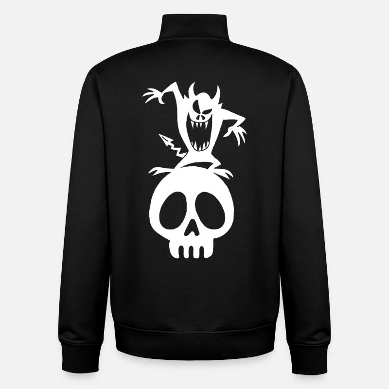 White Demon on a Skull - Unisex Organic Zip Sweatshirt by Stanley/Stella - black