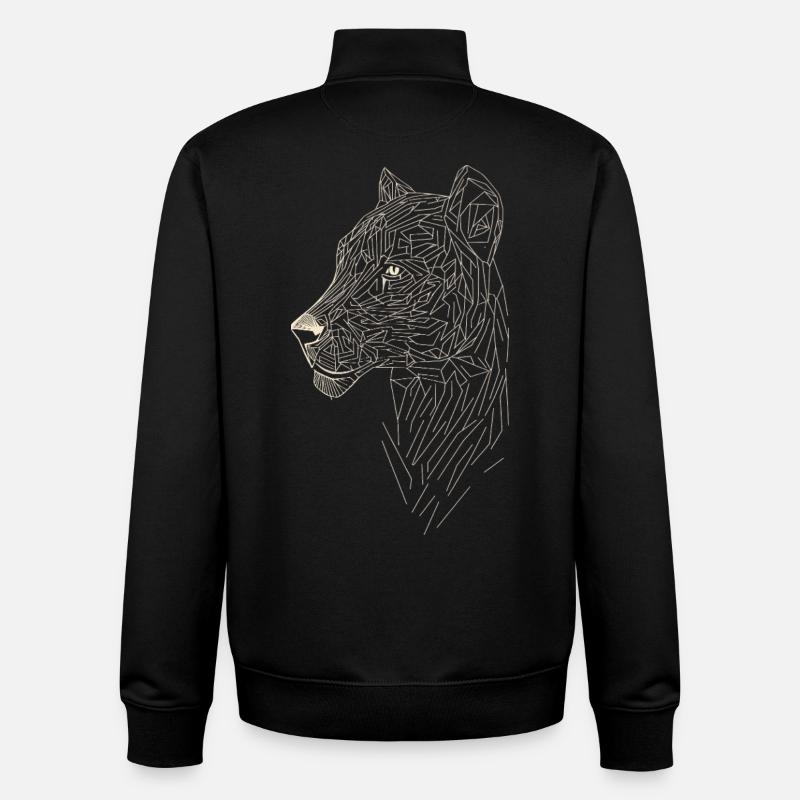 Leopard Line Art - Geometrischer Stil - Unisex Organic Zip Sweatshirt von Stanley/Stella - Schwarz