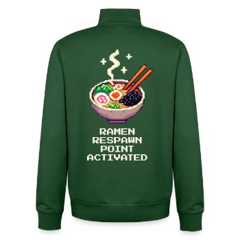 Ramen-Respawn aktiviert | Ramen Bowl Humor - Unisex Organic Zip Sweatshirt von Stanley/Stella - Flaschengrün - Hinten - AI Model Male 185 dark (185cm)