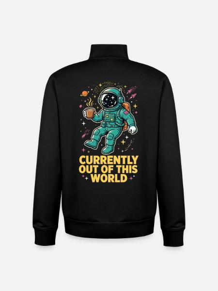 Astronaut with coffee in space - Unisex Organic Zip Sweatshirt by Stanley/Stella - black