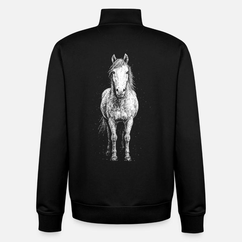 Cheval - Sweat zippé unisexe en coton bio Stanley/Stella - noir