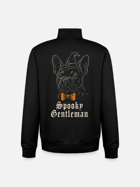 Frenchie Halloween - Spooky Gentleman Dog - Unisex Organic Zip Sweatshirt by Stanley/Stella - black