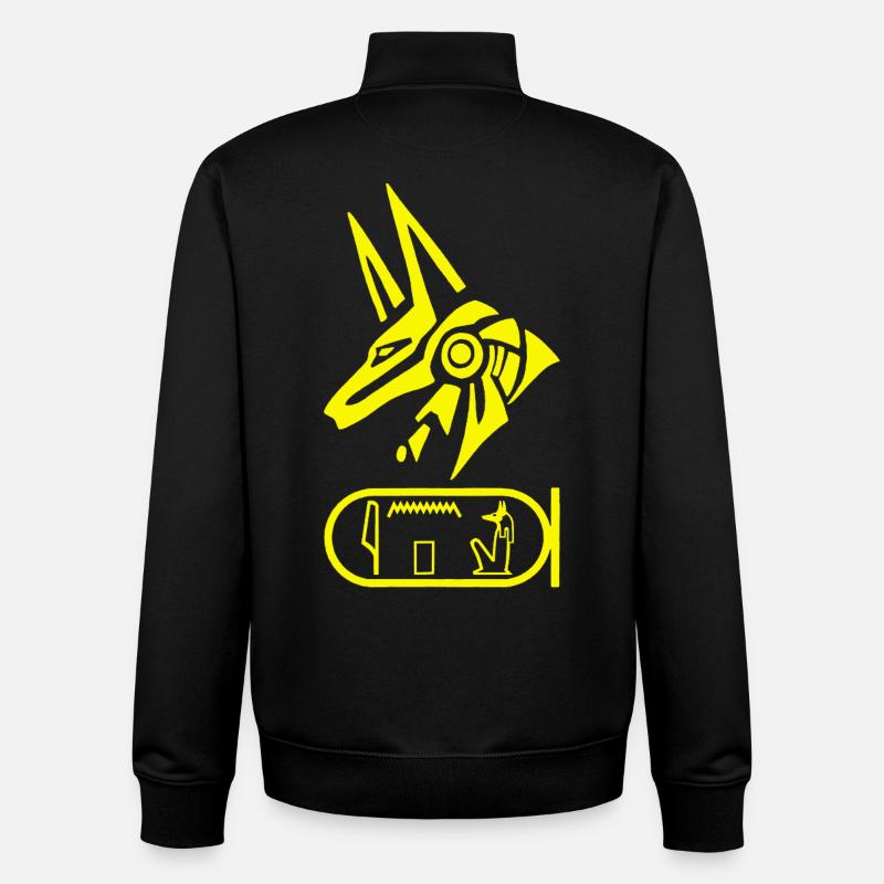 Dieu égyptien Anubis (jaune) - Sweat zippé unisexe en coton bio Stanley/Stella - noir