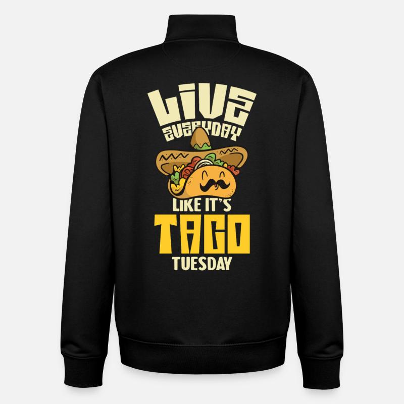 Vivez comme Taco Tuesday - Sweat zippé unisexe en coton bio Stanley/Stella - noir