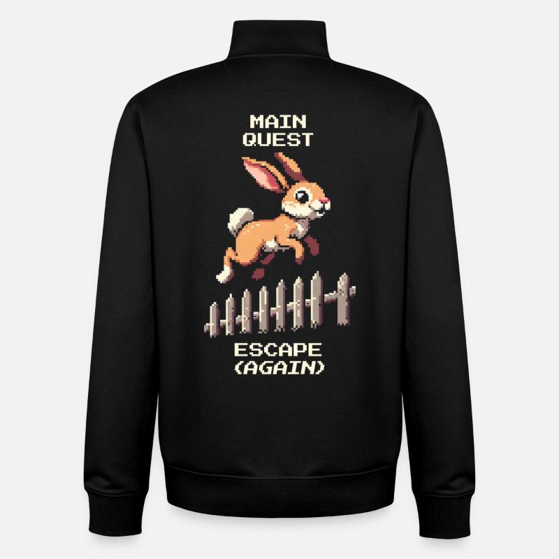Main Quest Escape | Hasen Ausbruchswitz - Unisex Organic Zip Sweatshirt von Stanley/Stella - Schwarz