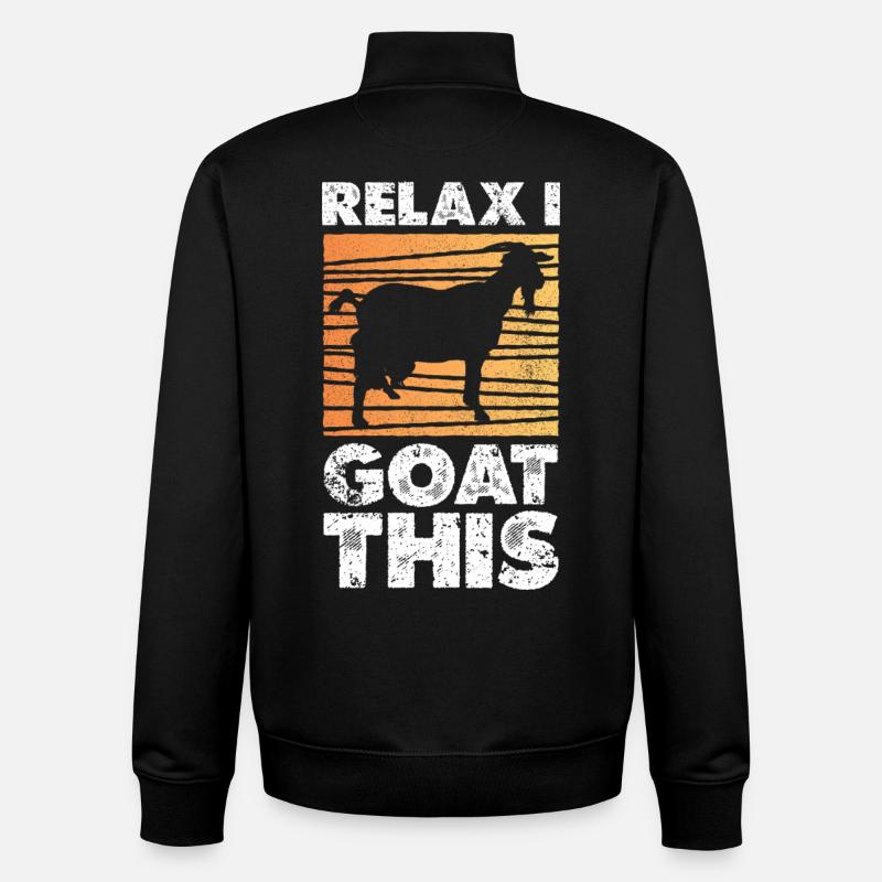 Relax Goat Sunset Silhouette - Unisex Organic Zip Sweatshirt by Stanley/Stella - black