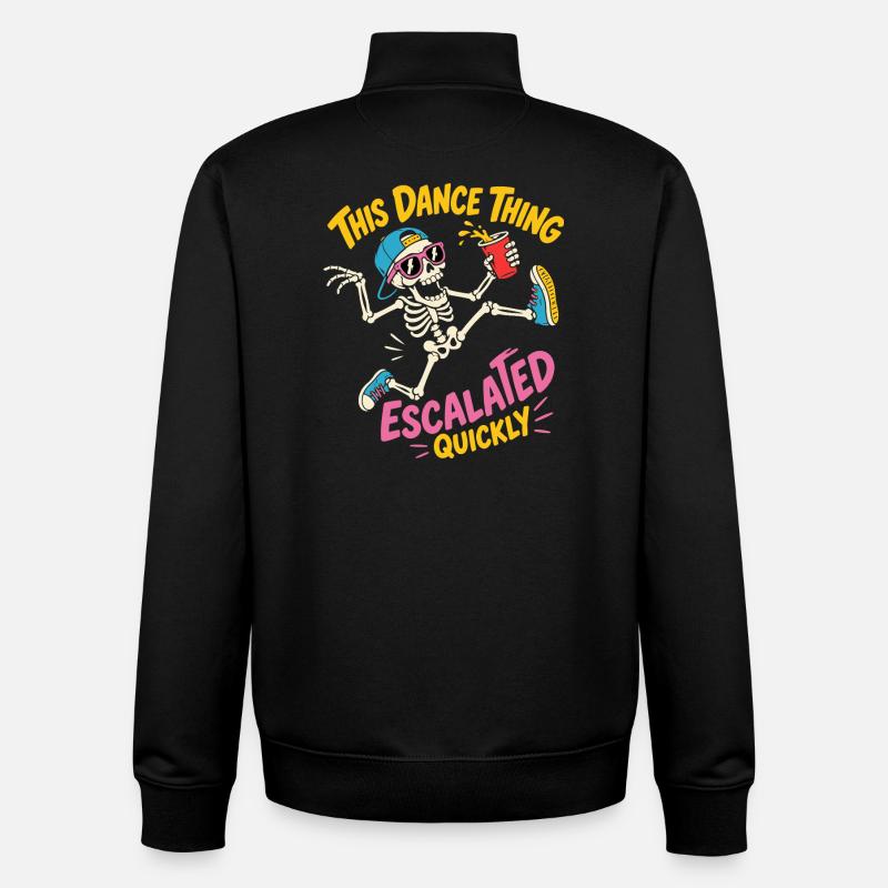 Dancing Skeleton Escalated Quickly Party - Unisex Organic Zip Sweatshirt by Stanley/Stella - black