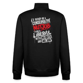 Konservativer vs. liberaler politischer Humor - Unisex Organic Zip Sweatshirt von Stanley/Stella - Schwarz - Hinten - AI Model Male 185 light (185cm)