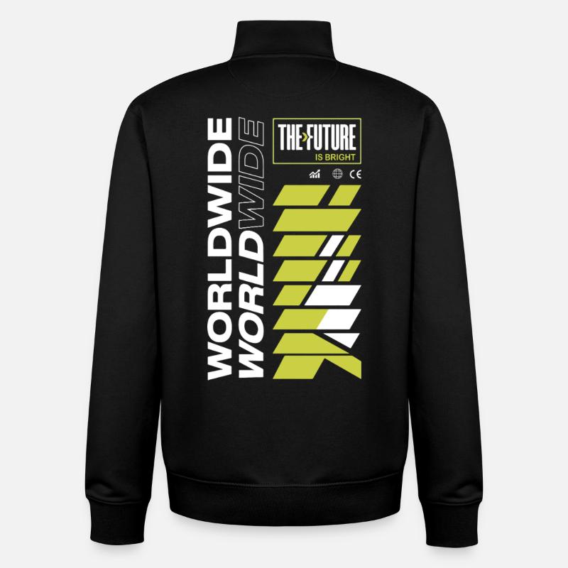 Avenir Brillant et Lignes Vert Lime - Sweat zippé unisexe en coton bio Stanley/Stella - noir