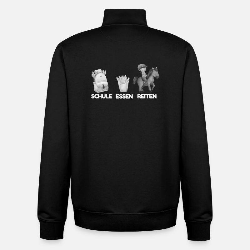Schule Essen Reiten - Unisex Organic Zip Sweatshirt von Stanley/Stella - Schwarz