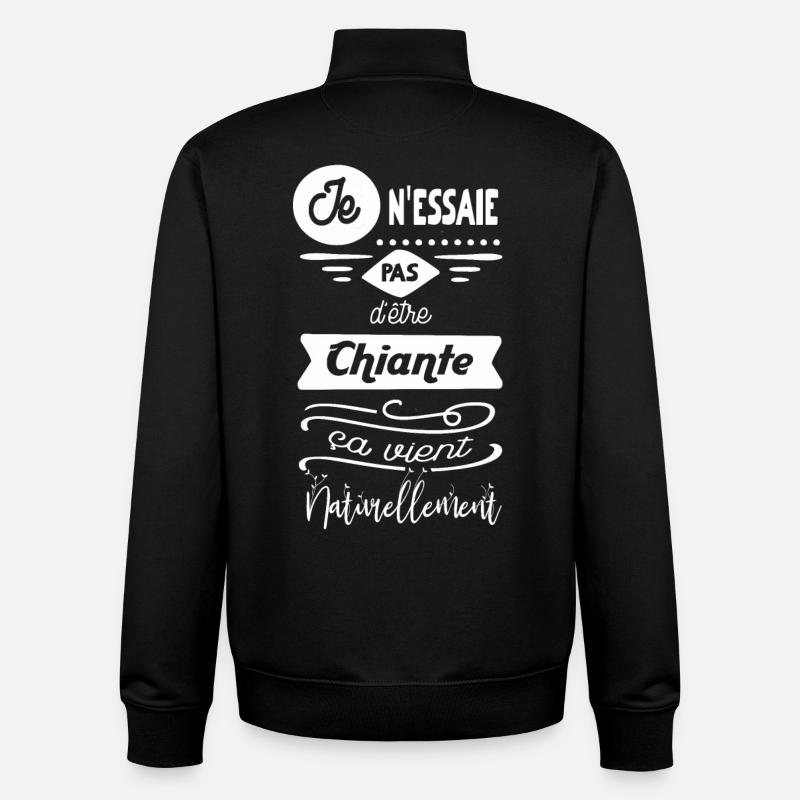 je n essaie pas d être chiante... - Sweat zippé unisexe en coton bio Stanley/Stella - noir