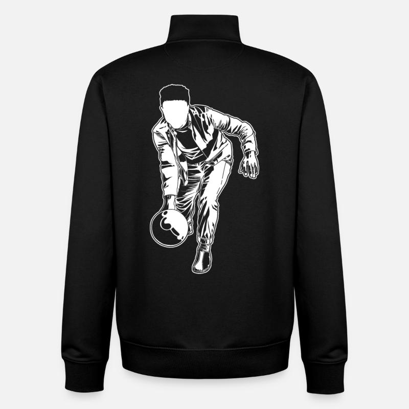 Dessin de bowling - Sweat zippé unisexe en coton bio Stanley/Stella - noir