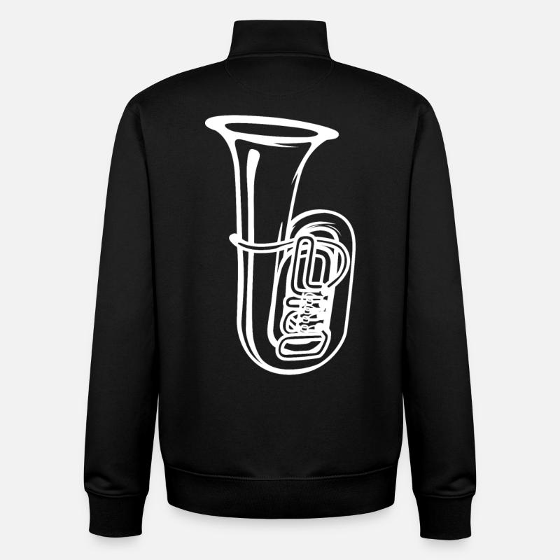 Croquis de tuba - Sweat zippé unisexe en coton bio Stanley/Stella - noir