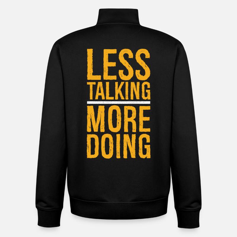 less talking more doing funny - Unisex Organic Zip Sweatshirt by Stanley/Stella - black
