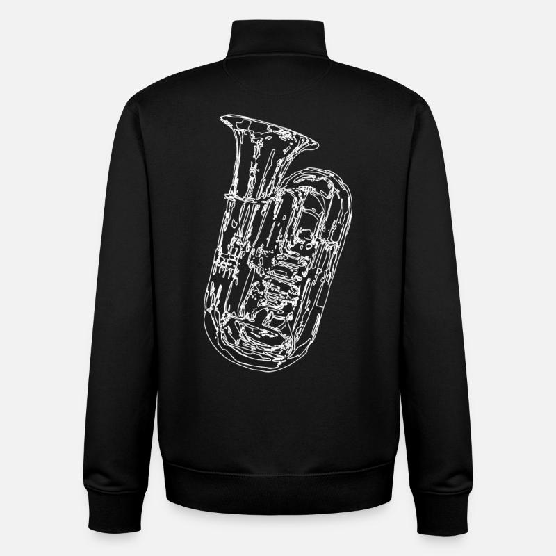 Croquis d’instrument de tuba - Sweat zippé unisexe en coton bio Stanley/Stella - noir