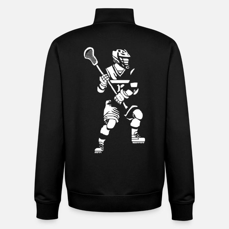 Lacrosse Player Pixel Art - Unisex Organic Zip Sweatshirt by Stanley/Stella - black