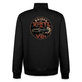 Vinyle et Moteurs V8 : Design Vintage Auto - Sweat zippé unisexe en coton bio Stanley/Stella - noir - Dos - AI Model Male 185 light (185cm)