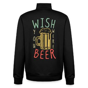 Beer Wish You Were  – Funny Beer Pun - Unisex Organic Zip Sweatshirt by Stanley/Stella - black - Back - AI Model Male 185 light (185cm)