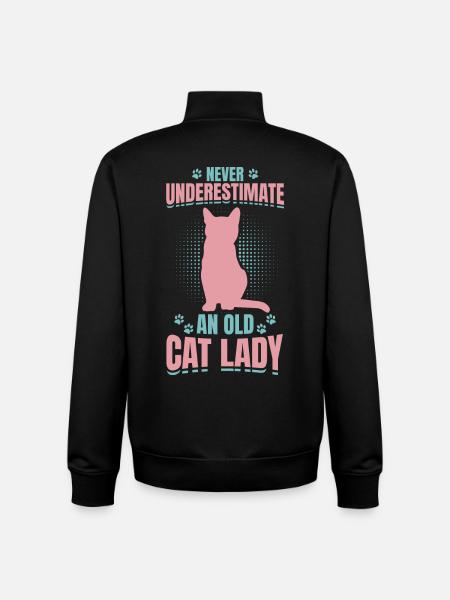 Never Underestimate An Old Cat Lady - Unisex Organic Zip Sweatshirt by Stanley/Stella - black
