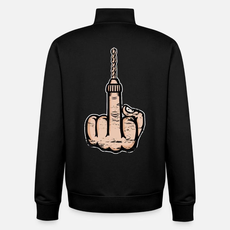Middle Finger Stinky Finger Drill Design - Unisex Organic Zip Sweatshirt by Stanley/Stella - black