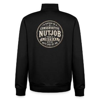 Konservativer vs. liberaler politischer Humor - Unisex Organic Zip Sweatshirt von Stanley/Stella - Schwarz - Hinten - AI Model Male 185 light (185cm)
