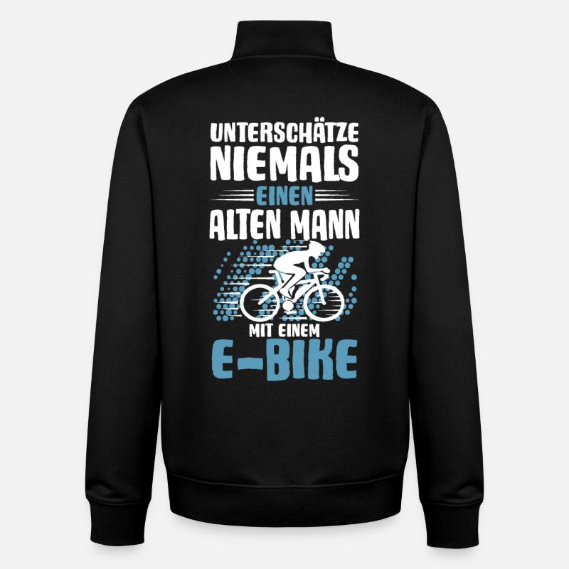 Alter Mann mit E-Bike - Unisex Organic Zip Sweatshirt von Stanley/Stella - Schwarz
