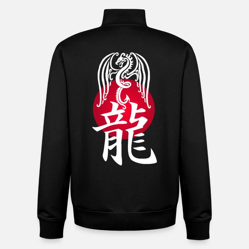 White Dragon from Japan - Unisex Organic Zip Sweatshirt by Stanley/Stella - black